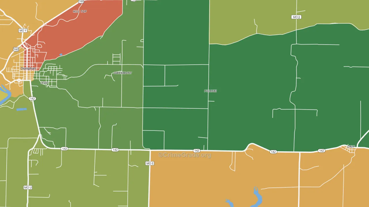 Pulaski, MO Map of Vandalism Rates
