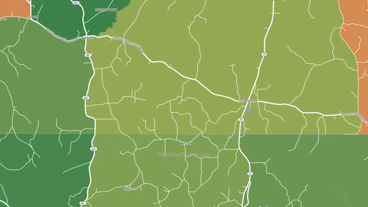 Pulaski, MS Map of Vandalism Rates