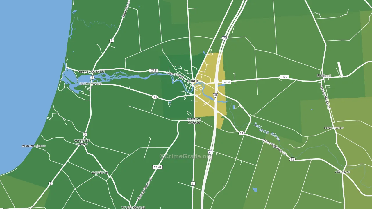 Pulaski, NY Map of Vandalism Rates