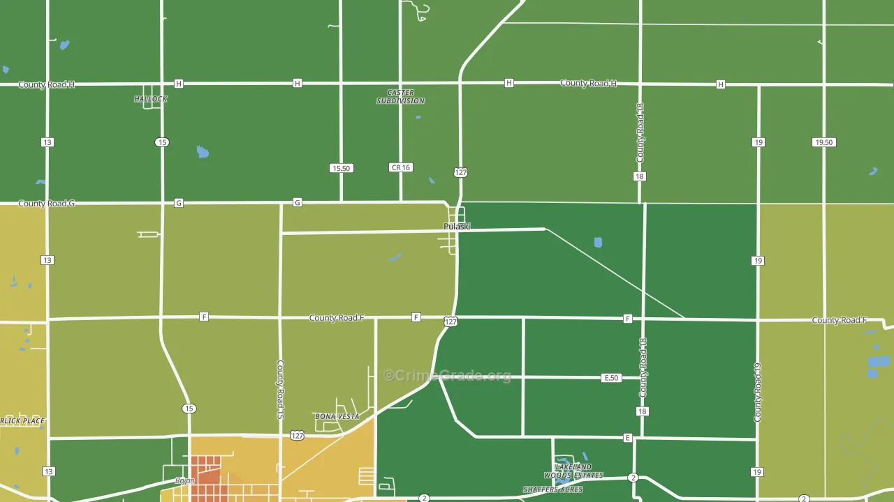 Pulaski, OH Map of Vandalism Rates