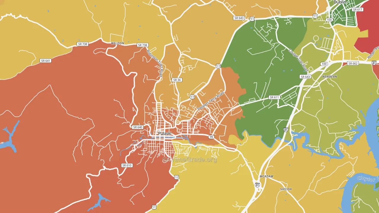 Pulaski, VA Map of Vandalism Rates