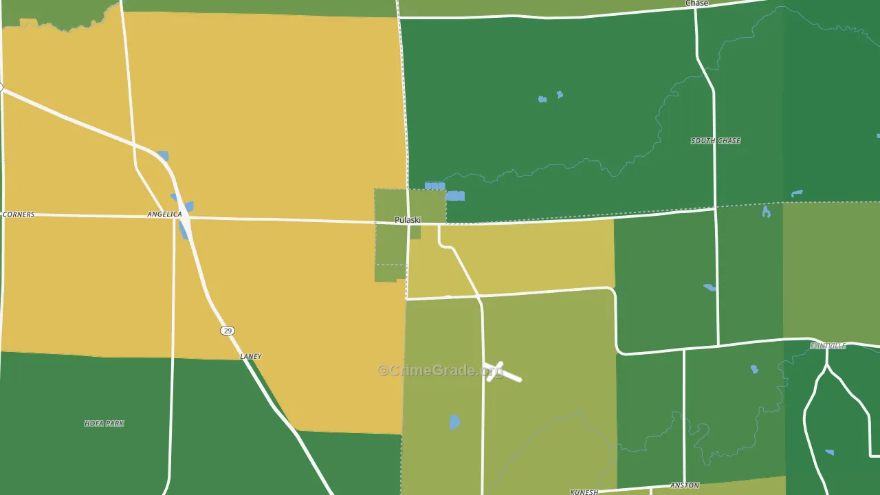 Pulaski, WI Map of Vandalism Rates