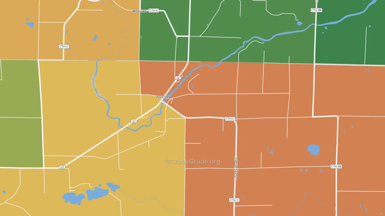 Pulcifer, WI Map of Vandalism Rates