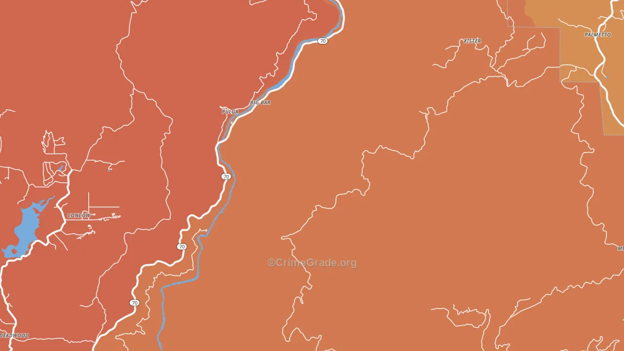 Pulga, CA Map of Vandalism Rates