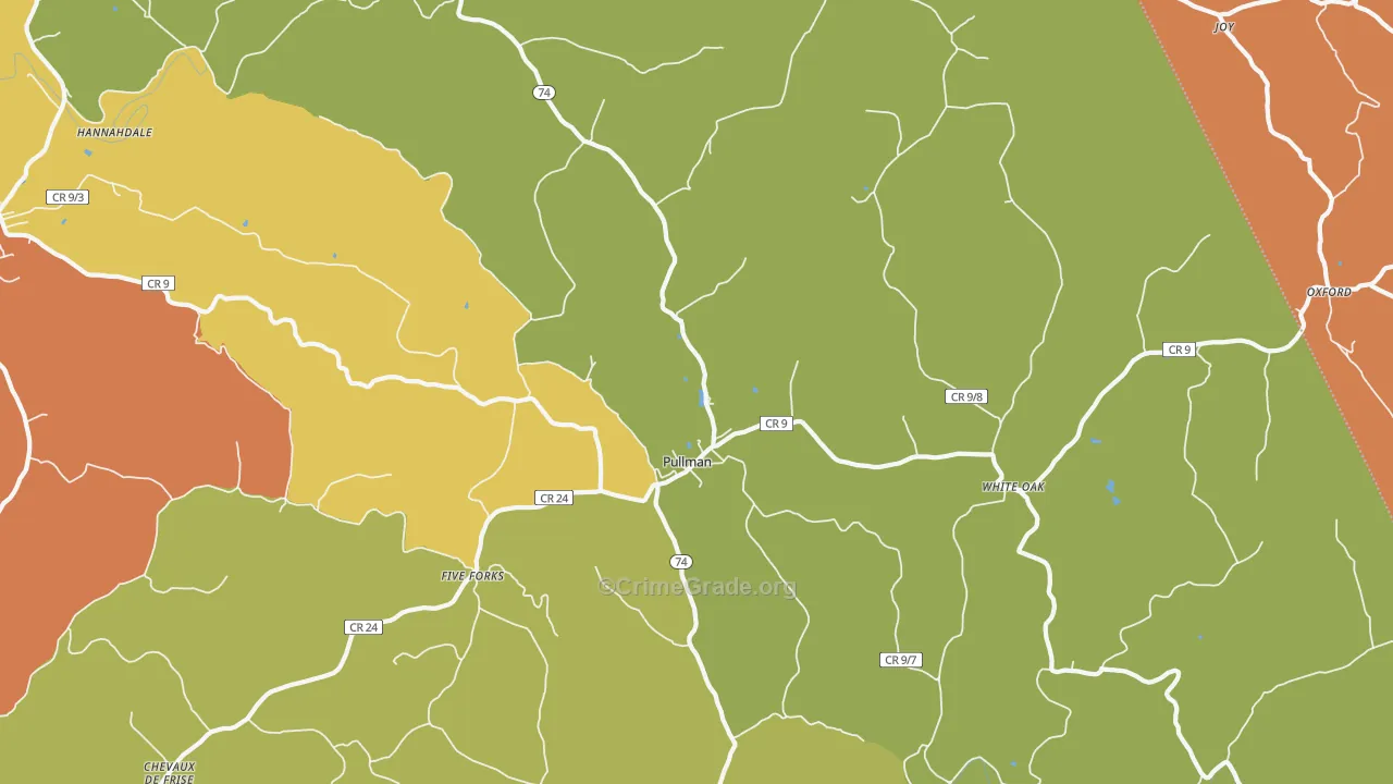 Pullman, WV Map of Vandalism Rates