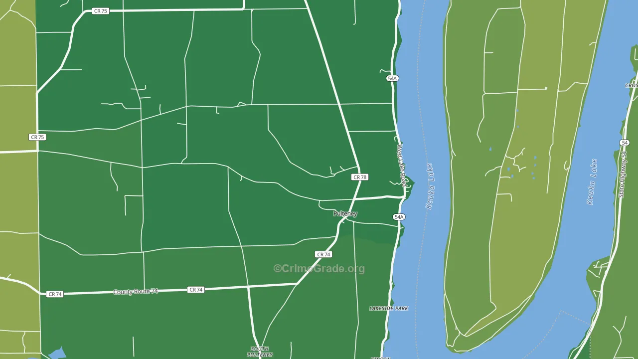 Pulteney, NY Map of Vandalism Rates
