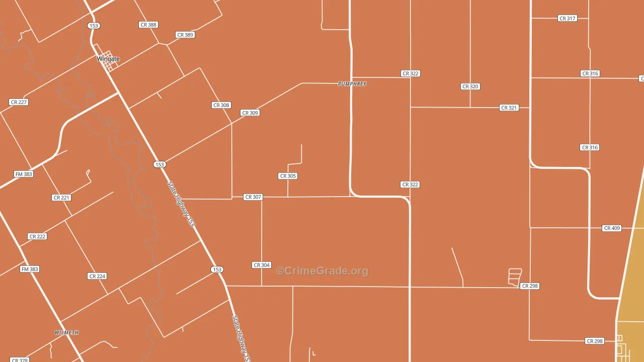 Pumphrey, TX Map of Vandalism Rates