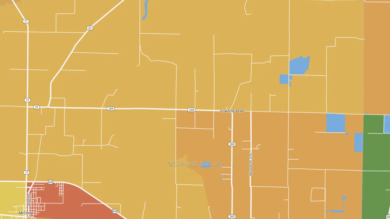 Pumpkin Bend, AR Map of Vandalism Rates