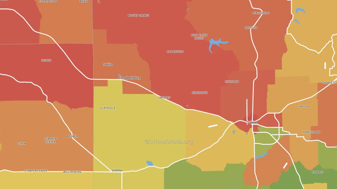 Pumpkin Center, IN Map of Vandalism Rates