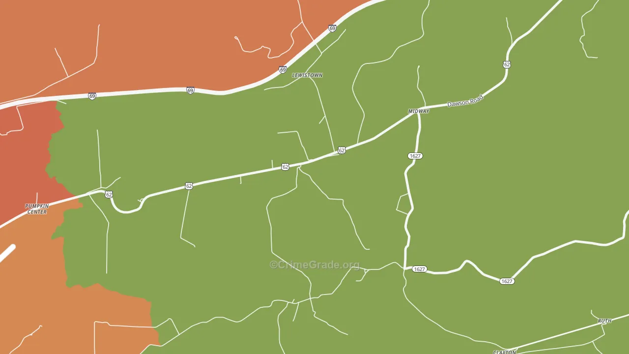 Pumpkin Center, KY Map of Vandalism Rates