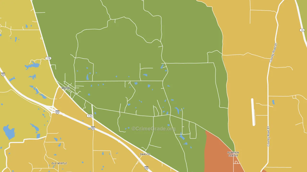Pumpkin Center, MS Map of Vandalism Rates