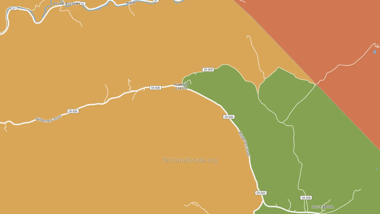 Pumpkin Center, VA Map of Vandalism Rates