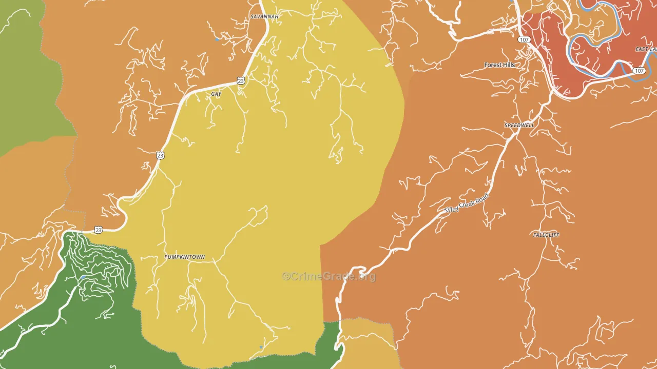 Pumpkintown, NC Map of Vandalism Rates