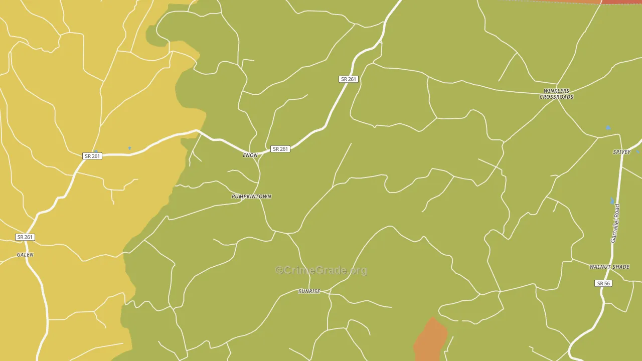 Pumpkintown, TN Map of Vandalism Rates