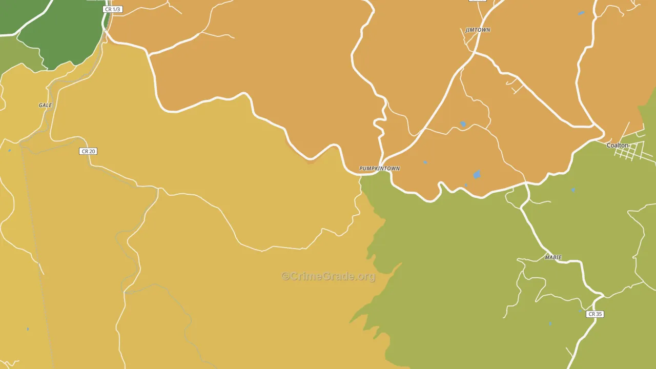 Pumpkintown, WV Map of Vandalism Rates