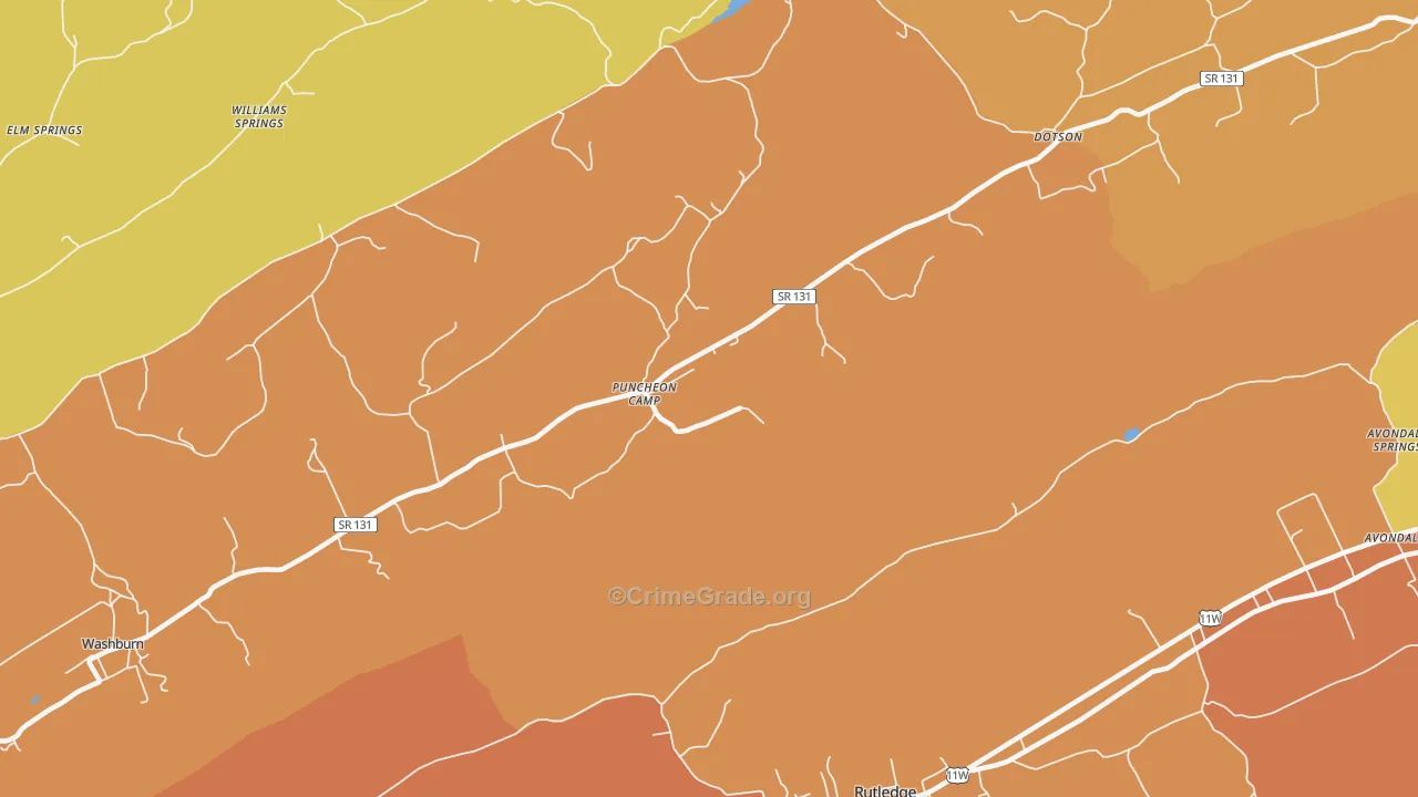 Puncheon Camp, TN Map of Vandalism Rates