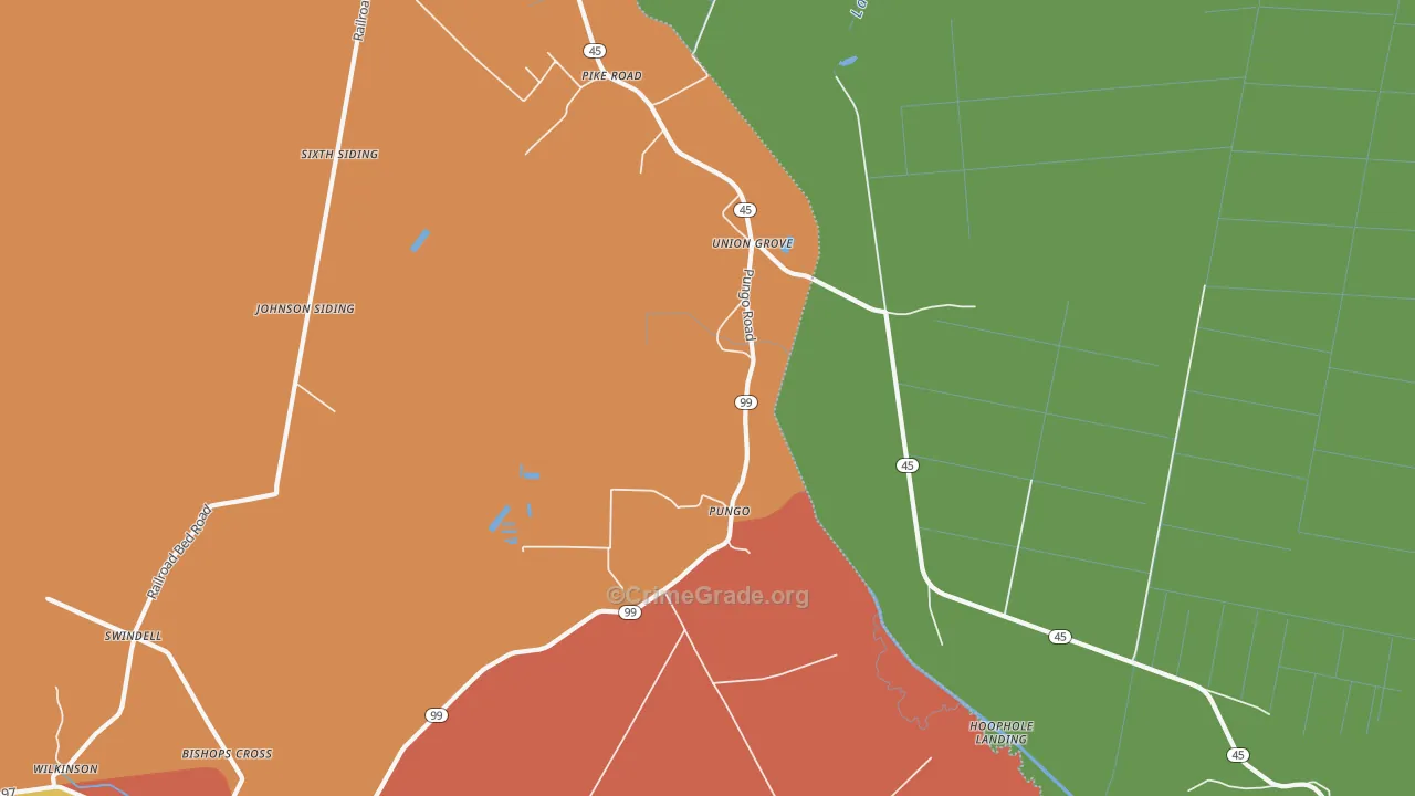 Pungo, NC Map of Vandalism Rates