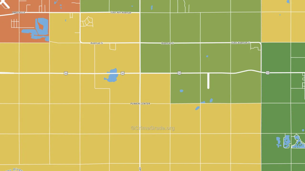 Punkin Center, KS Map of Vandalism Rates