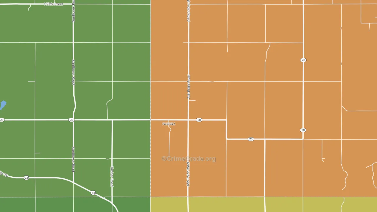 Purcell, KS Map of Vandalism Rates