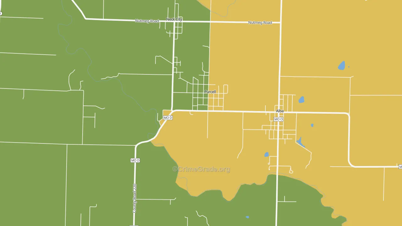 Purcell, MO Map of Vandalism Rates