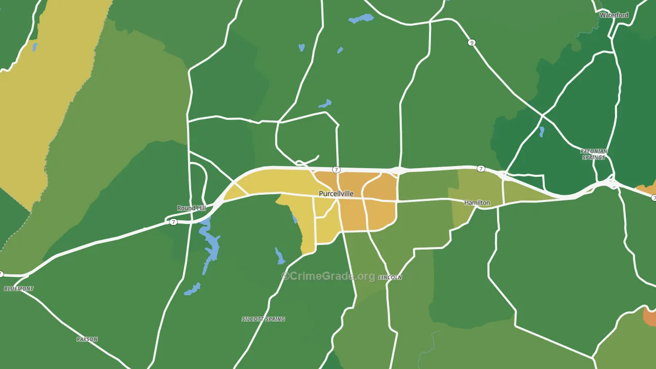 Purcellville, VA Map of Vandalism Rates