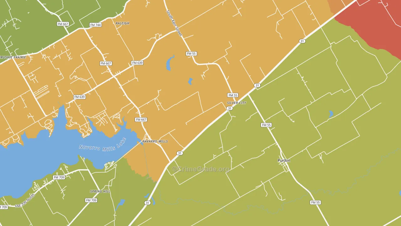 Purdon, TX Map of Vandalism Rates