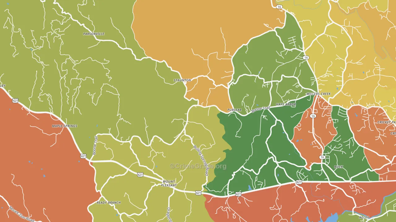 Purlear, NC Map of Vandalism Rates