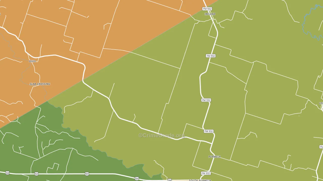 Purmela, TX Map of Vandalism Rates