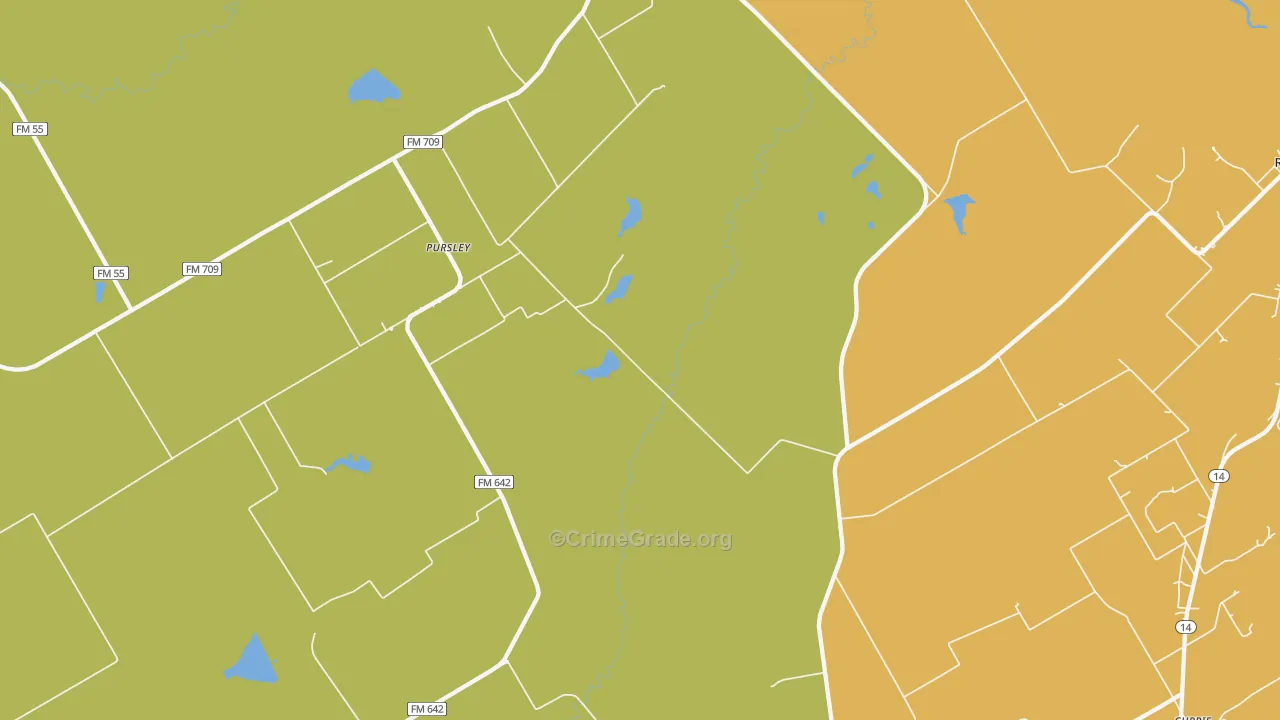 Pursley, TX Map of Vandalism Rates