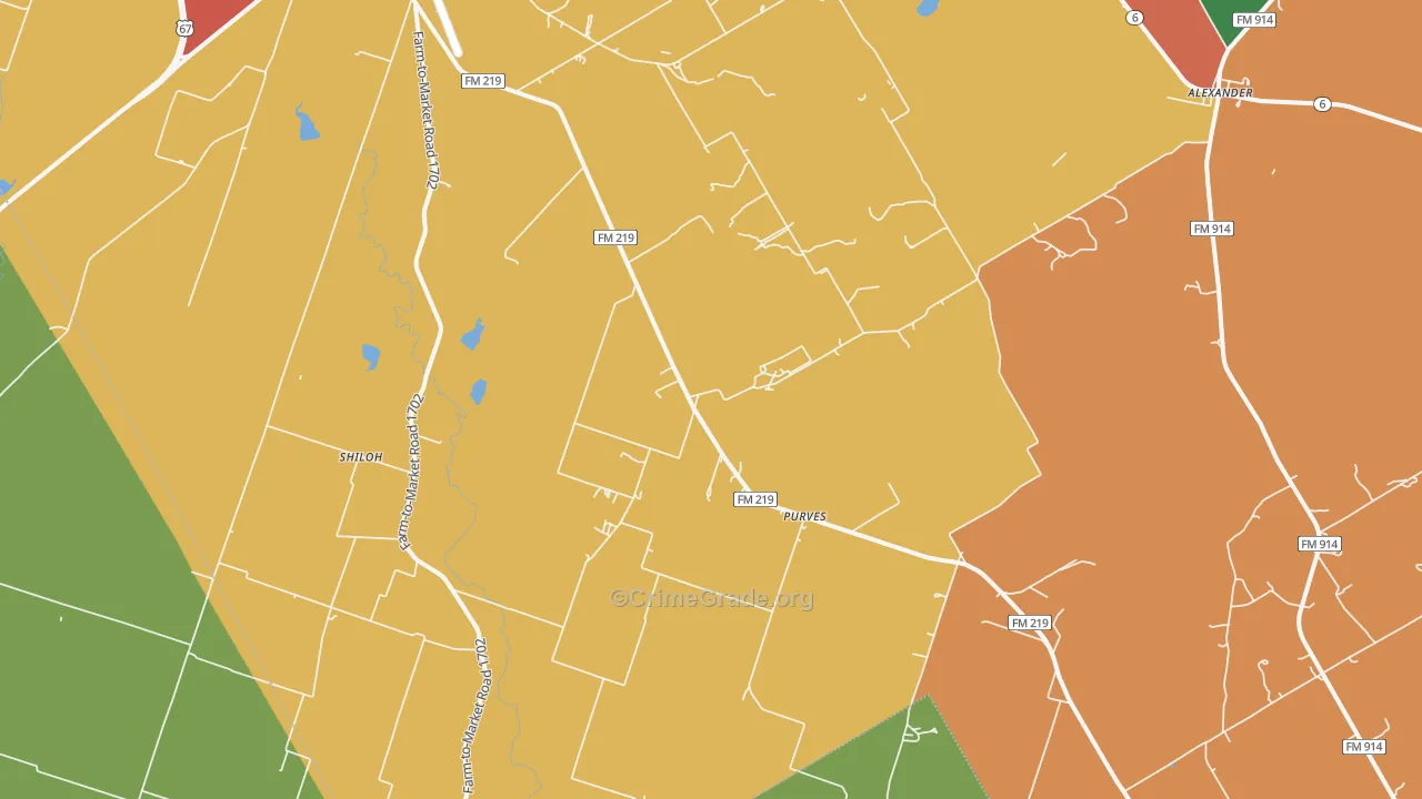 Purves, TX Map of Vandalism Rates