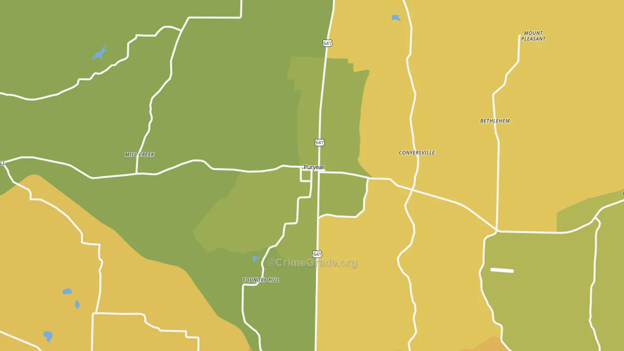 Puryear, TN Map of Vandalism Rates