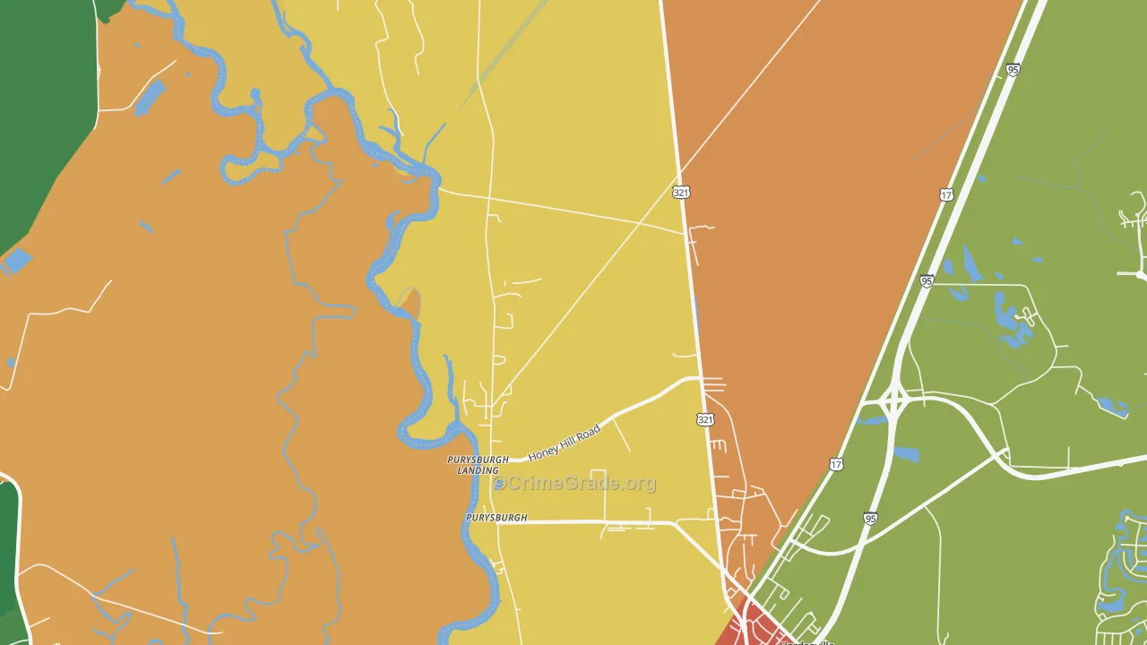 Purysburgh, SC Map of Vandalism Rates