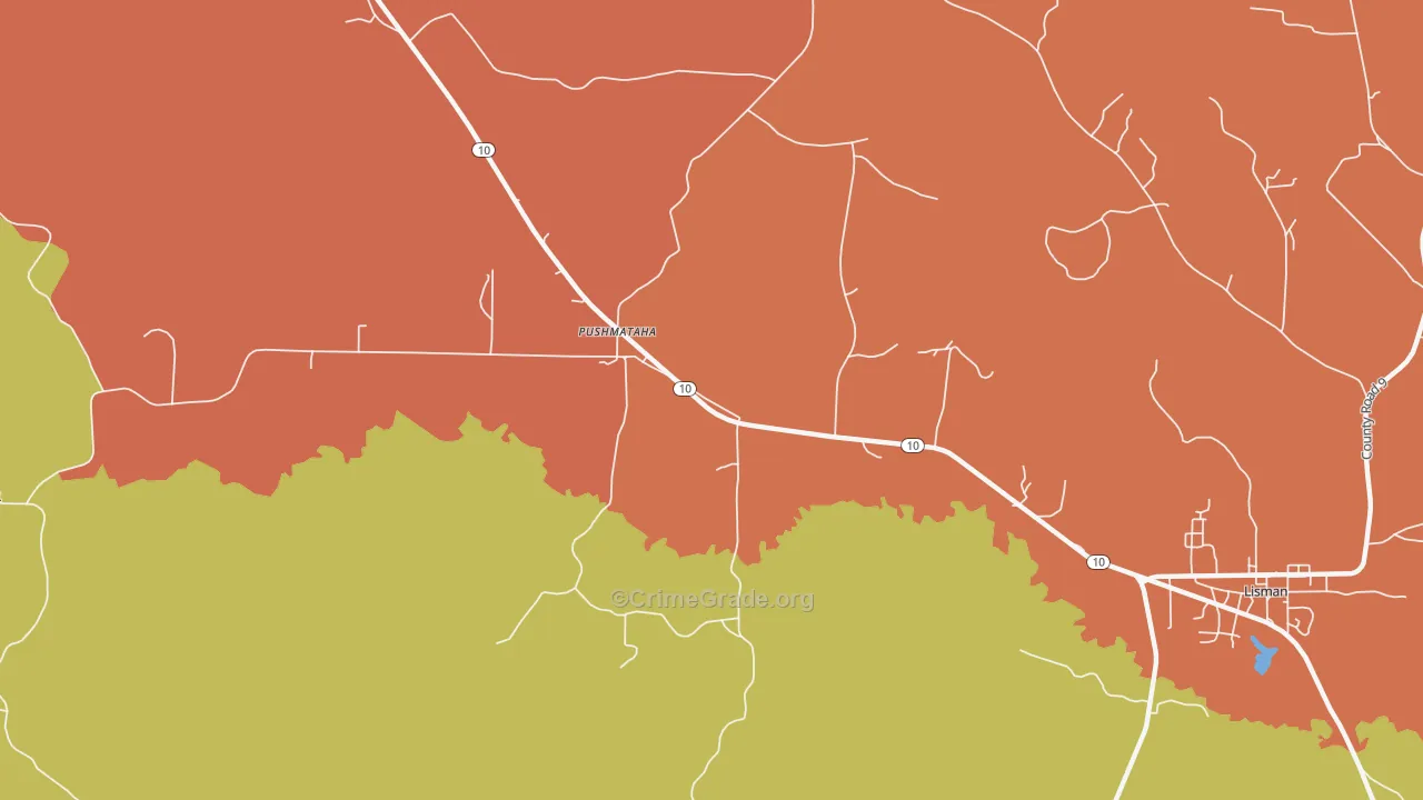 Pushmataha, AL Map of Vandalism Rates