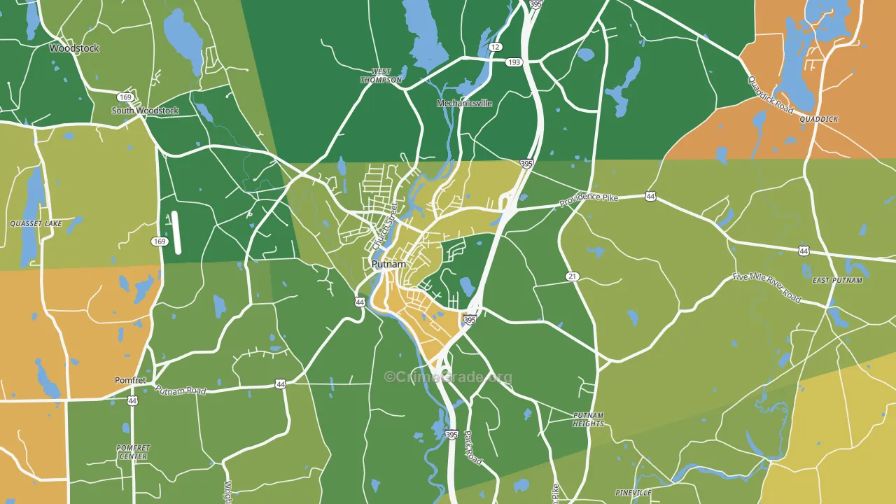 Putnam, CT Map of Vandalism Rates