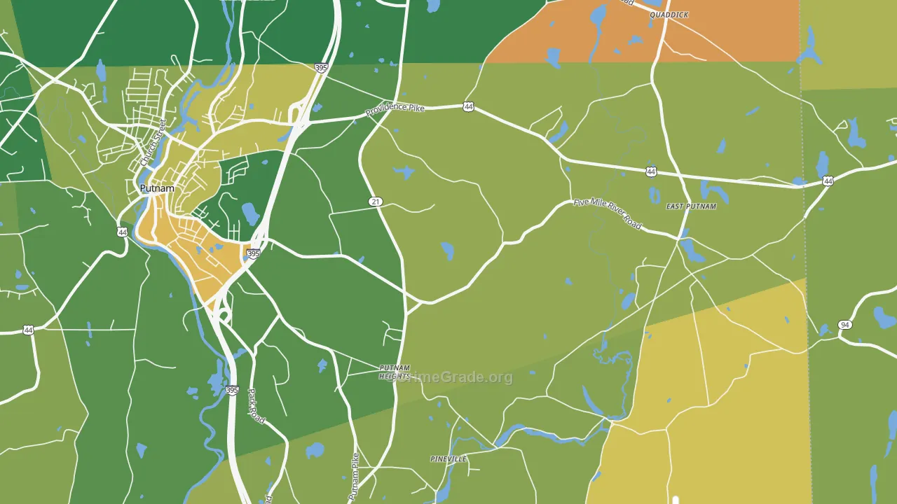 Putnam Heights, CT Map of Vandalism Rates