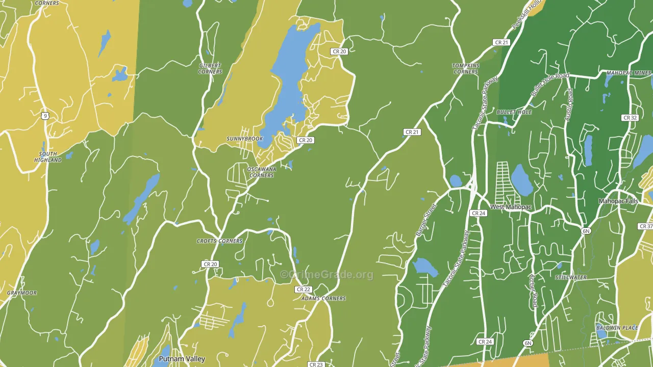 Putnam Valley, NY Map of Vandalism Rates