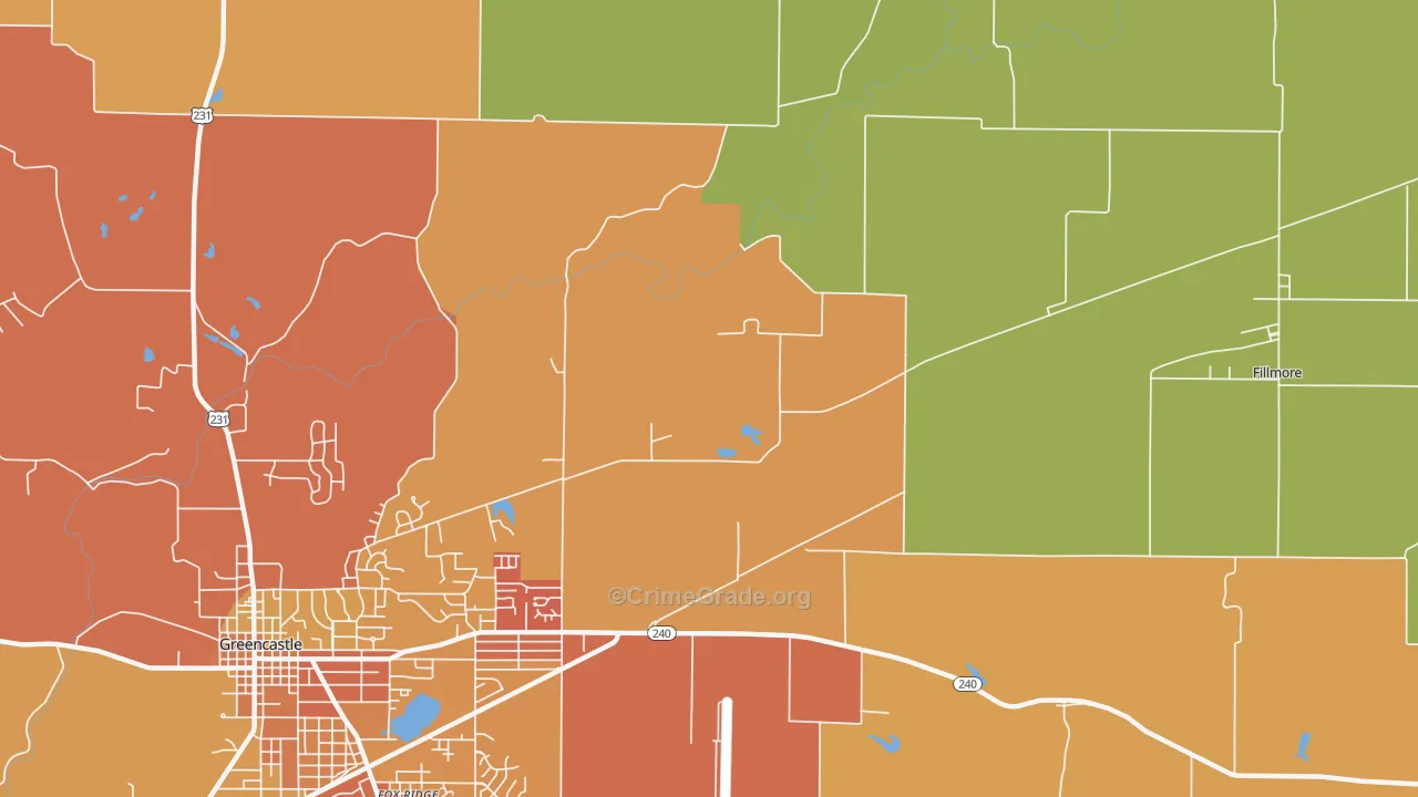 Putnamville, IN Map of Vandalism Rates