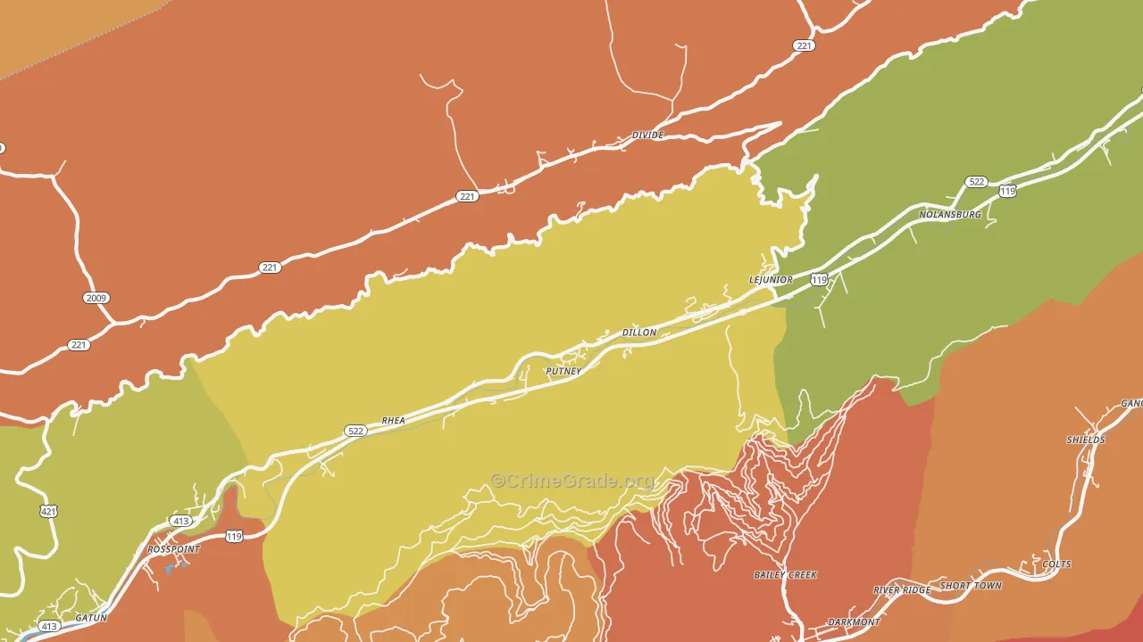 Putney, KY Map of Vandalism Rates