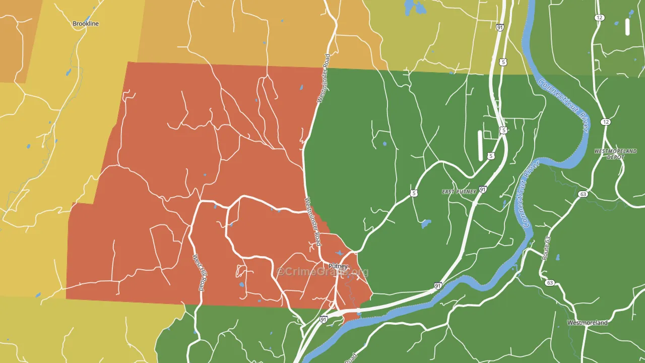 Putney, VT Map of Vandalism Rates