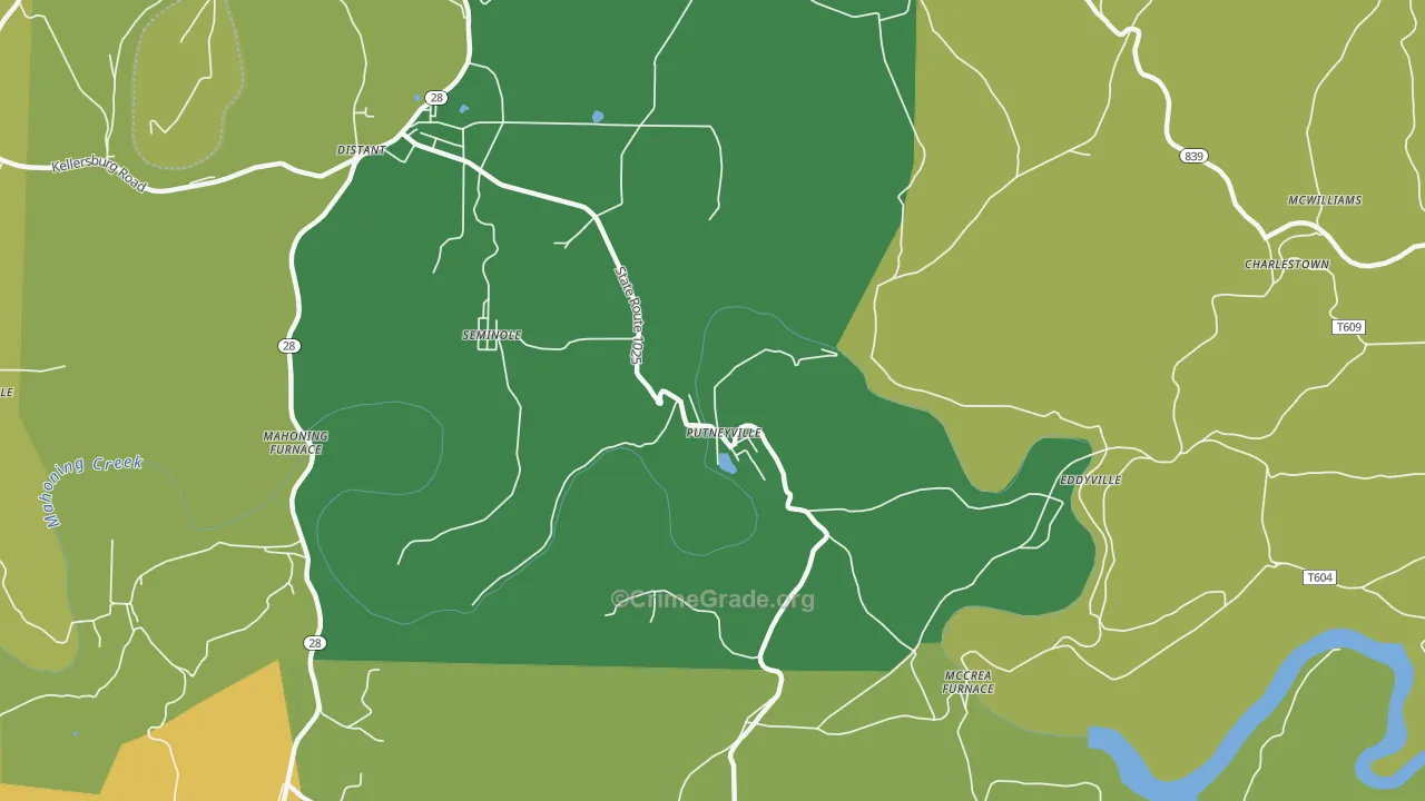 Putneyville, PA Map of Vandalism Rates