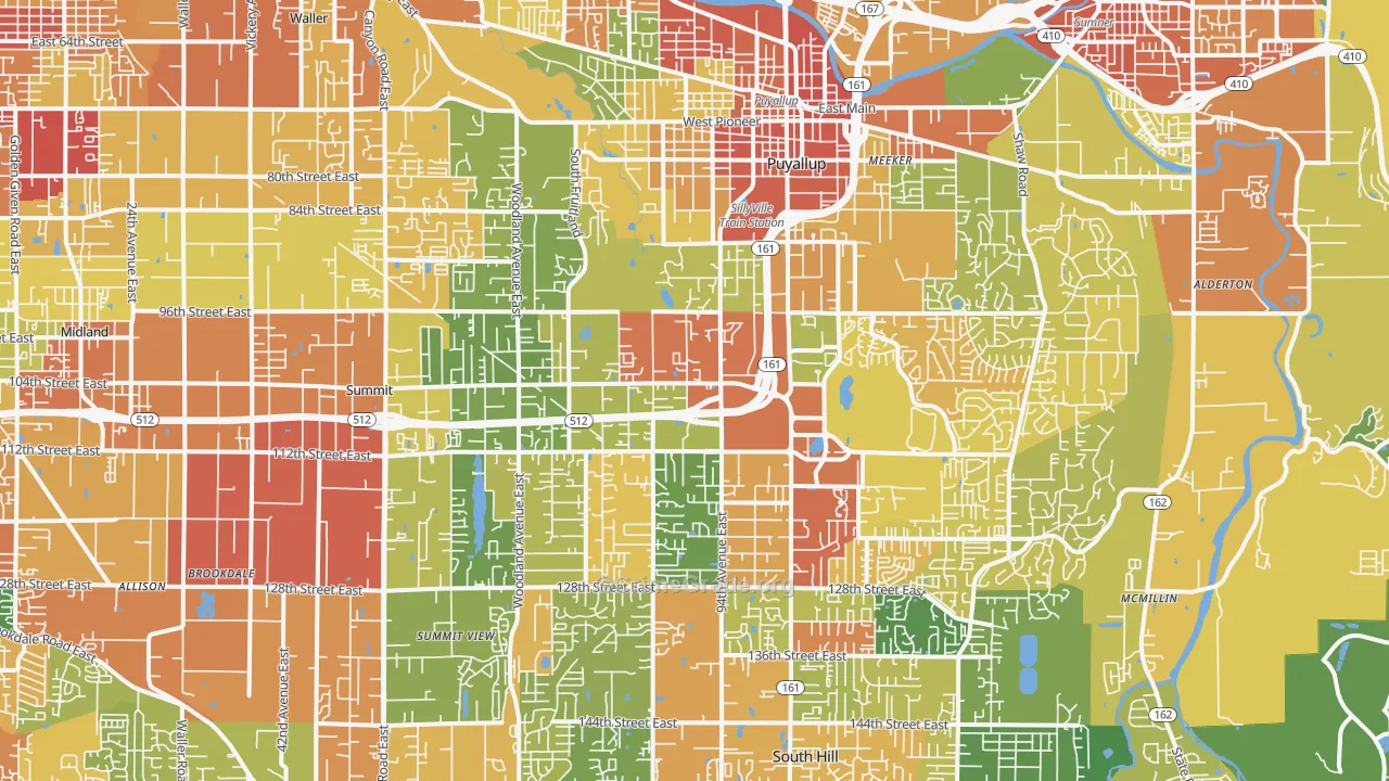Puyallup, WA Map of Vandalism Rates