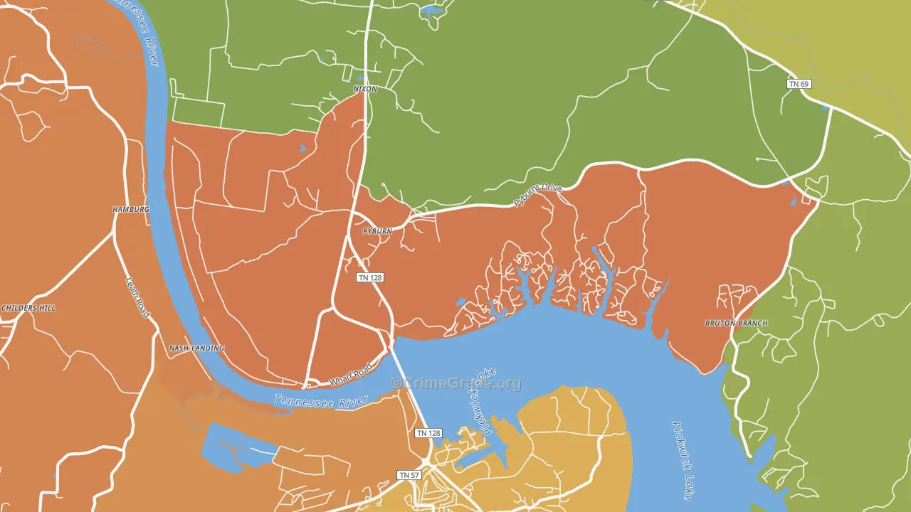 Pyburns, TN Map of Vandalism Rates