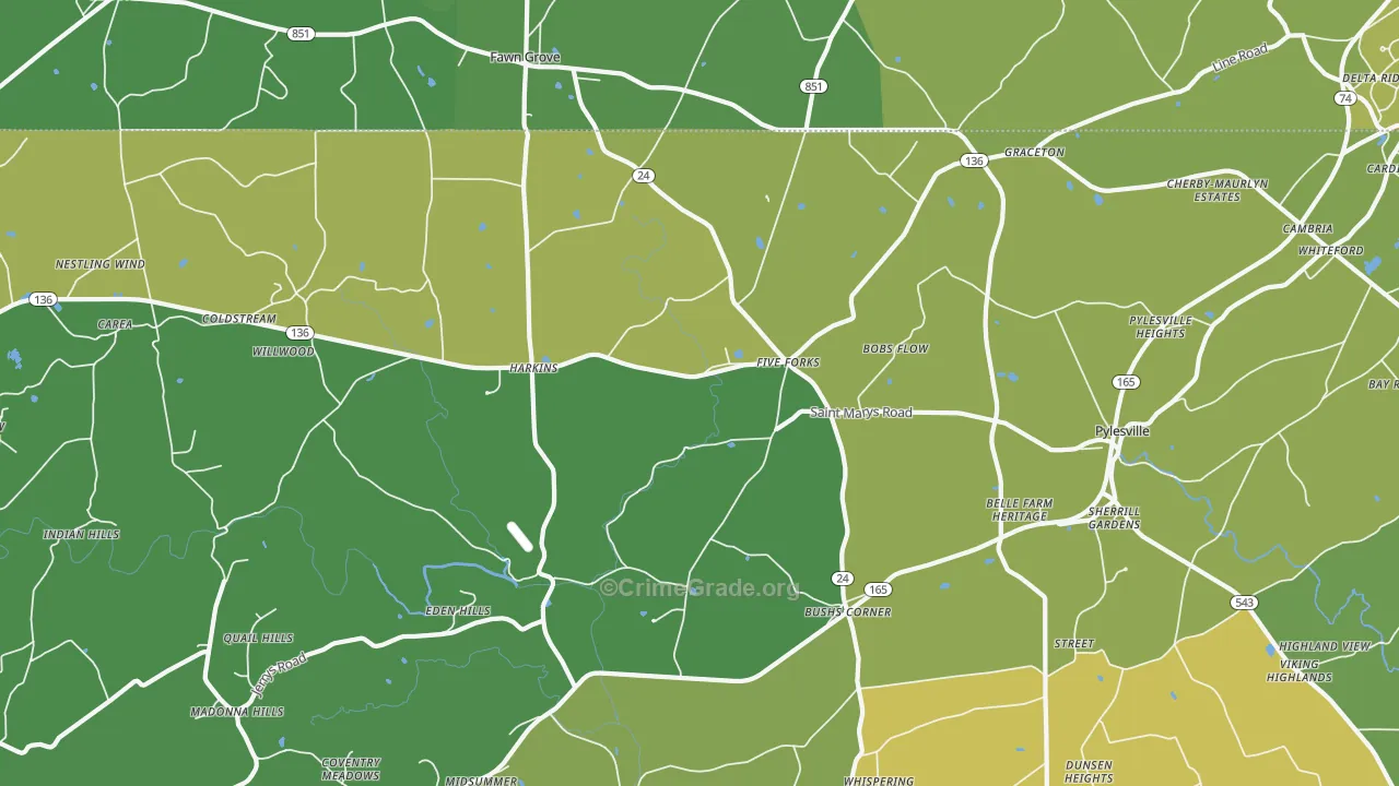 Pylesville, MD Map of Vandalism Rates