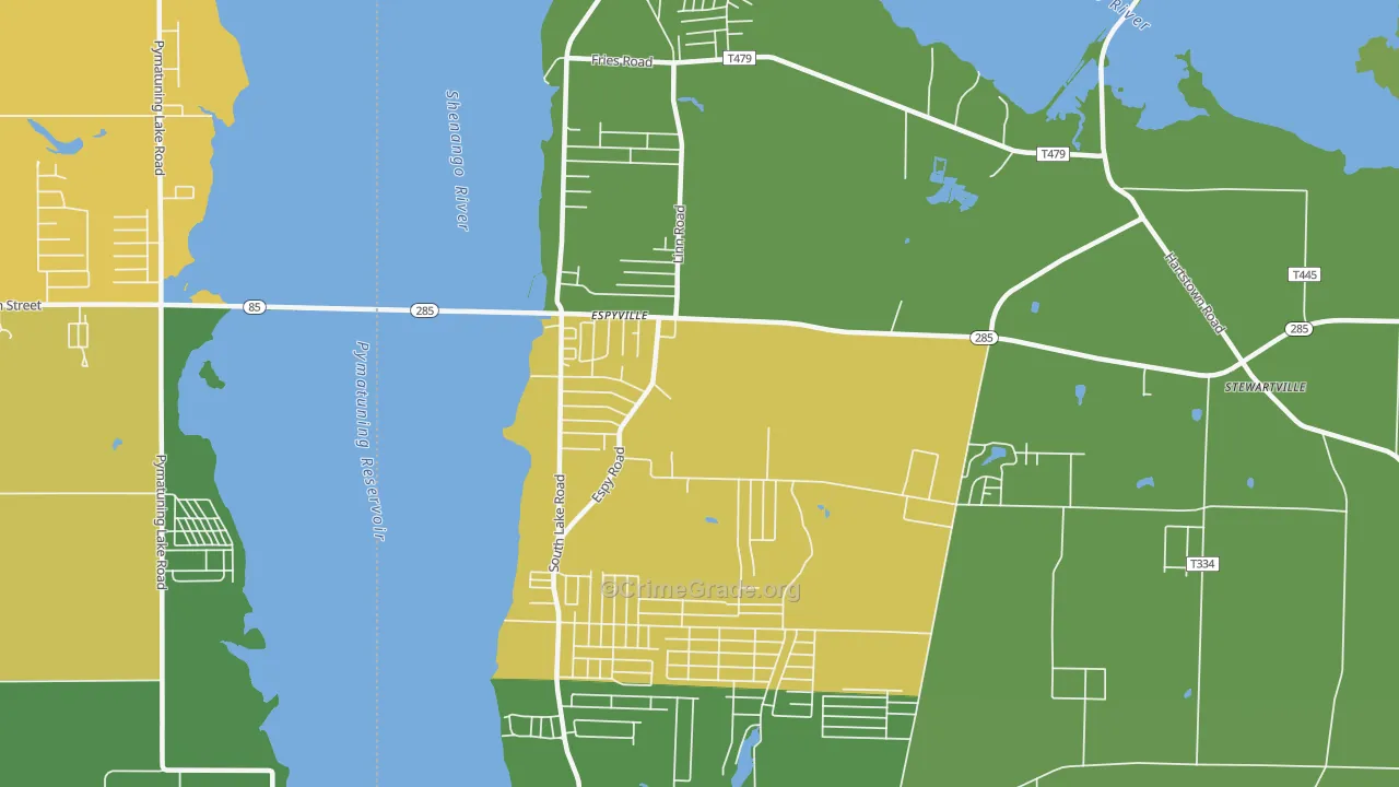 Pymatuning Central, PA Map of Vandalism Rates