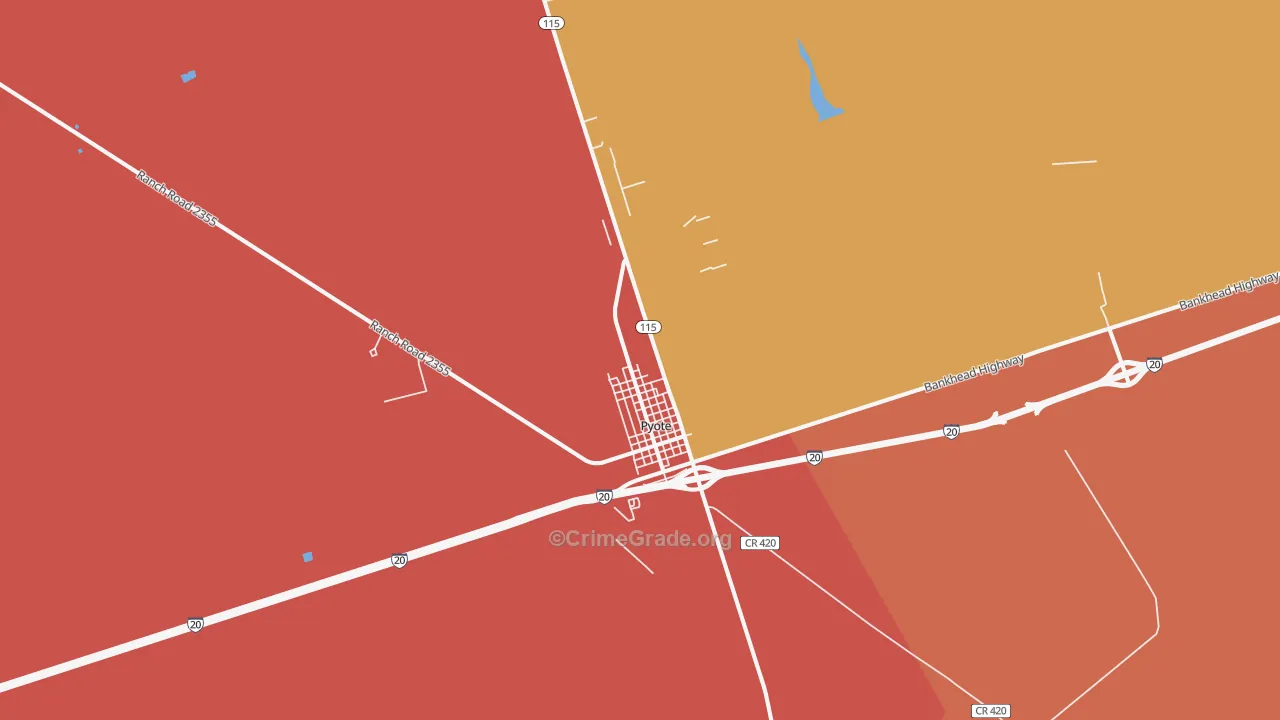 Pyote, TX Map of Vandalism Rates