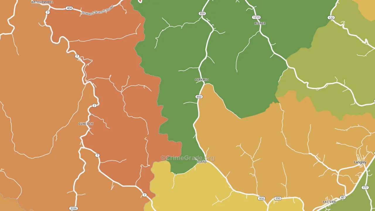 Pyramid, KY Map of Vandalism Rates