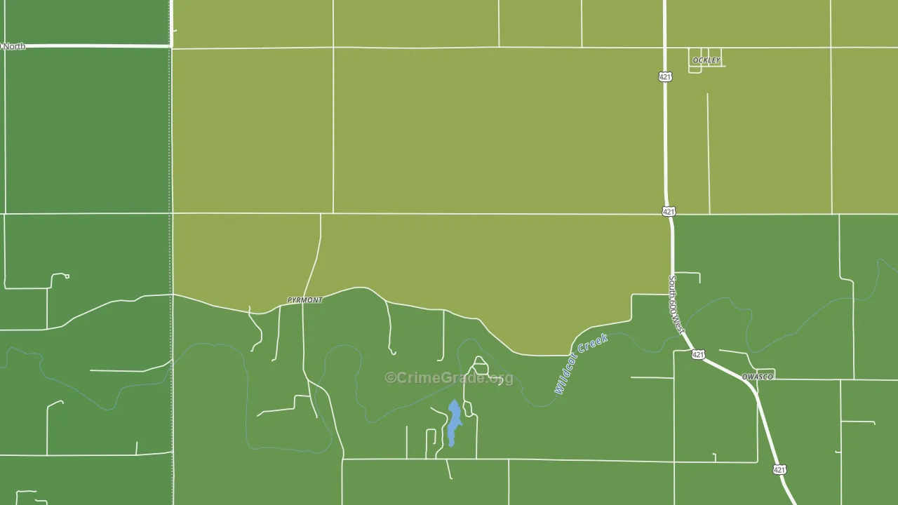 Pyrmont, IN Map of Vandalism Rates