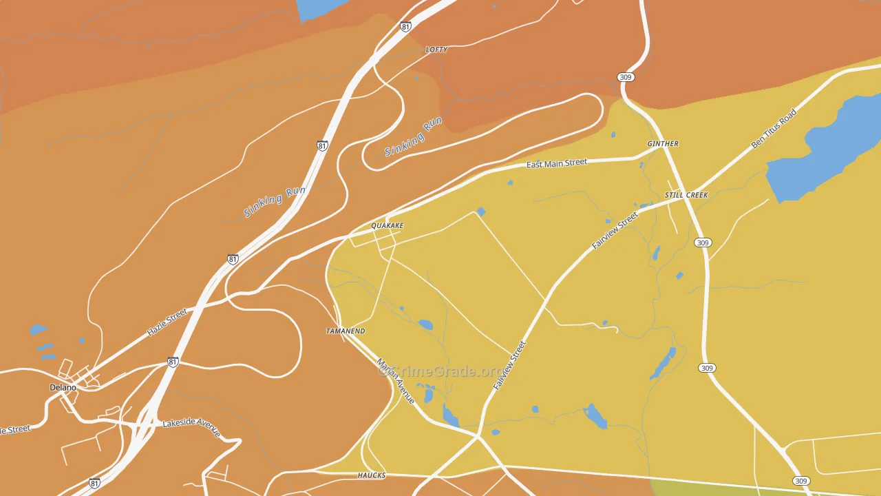 Quakake, PA Map of Vandalism Rates