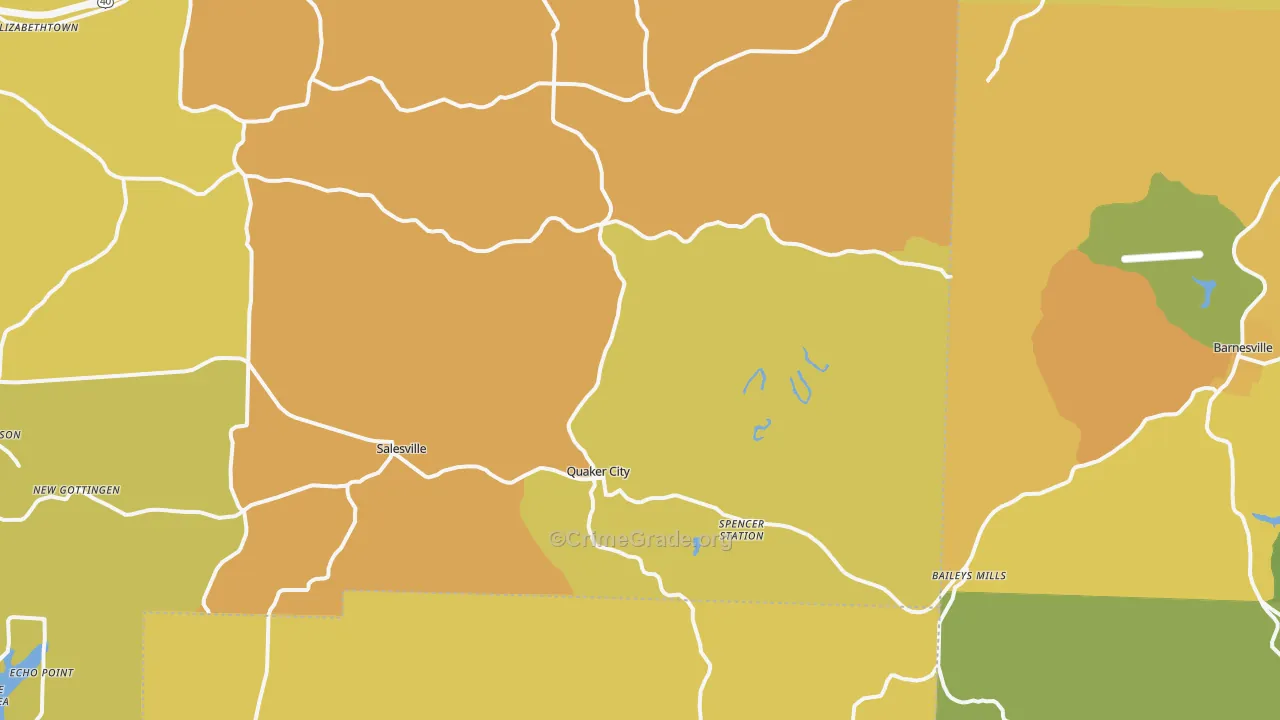 Quaker City, OH Map of Vandalism Rates
