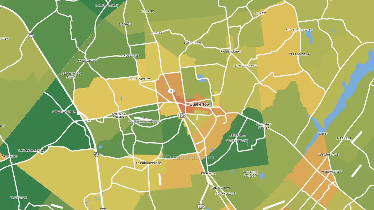 Quakertown, PA Map of Vandalism Rates